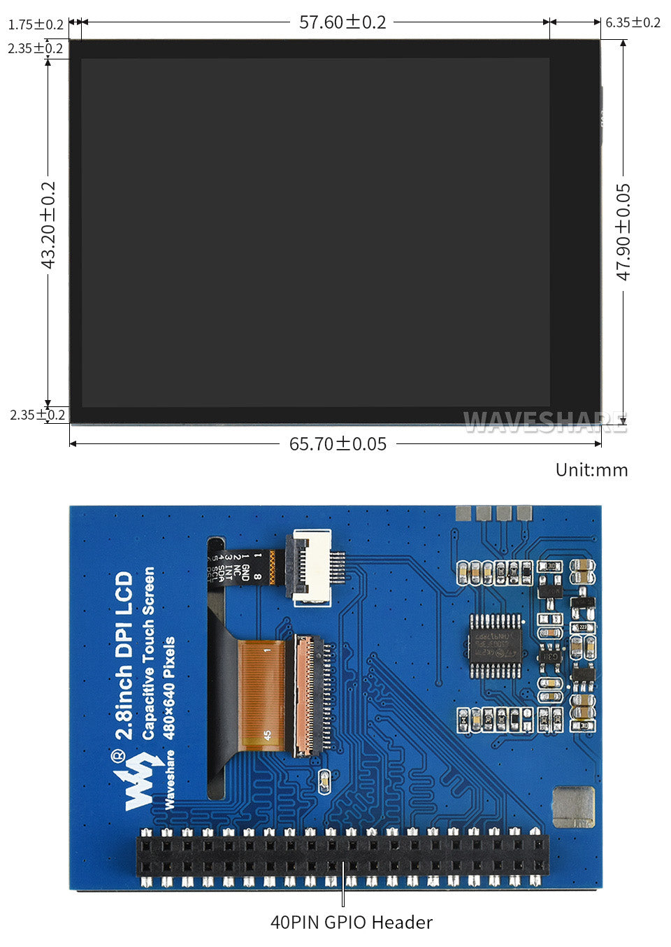 2.8inch Touch Screen for Raspberry Pi Zero 2 W 3 Model B 3B 4 5