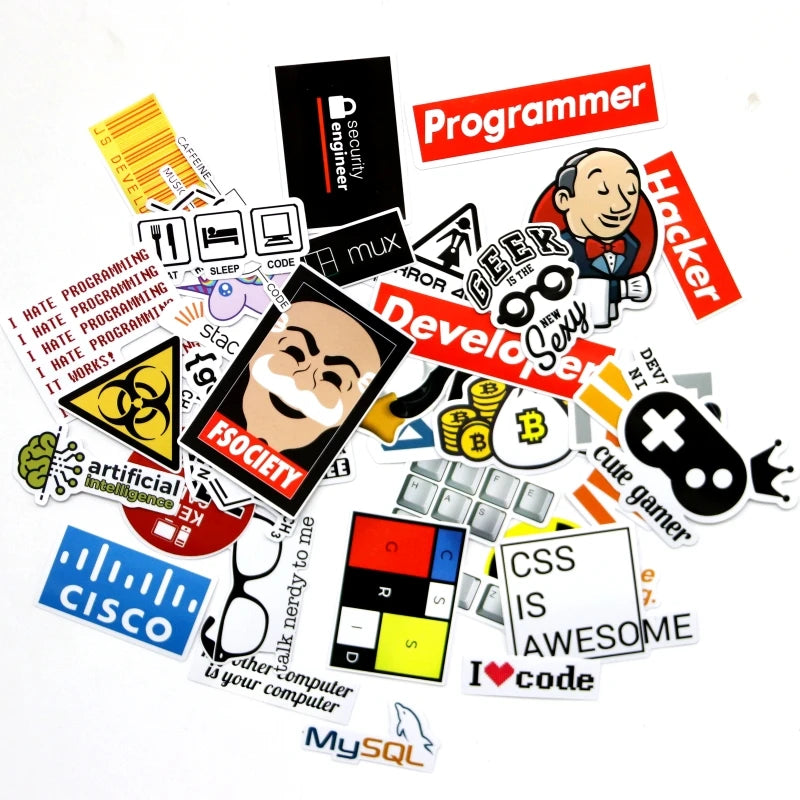 40 Piece SQL Programming Geek Hacker Bitcoin developer Language Funny Stickers
